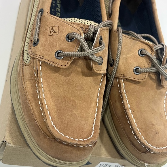Sperry Lanyard boy's dark tan and Navy Boat Shoes - Picture 7 of 8